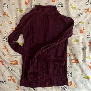 Maroon ribbed mock neck
